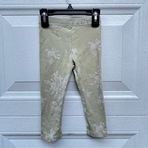 2T leggings olive green and floral print for toddler girl
